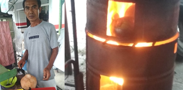 Mantan TKI Iboy Penjual Kelapa Bakar Dicampur Rempah