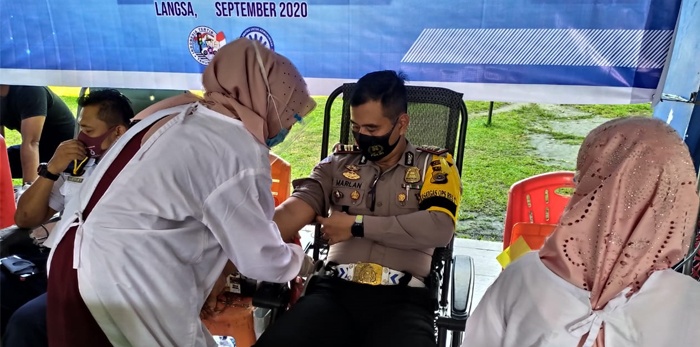 Peringati HUT ke-65 Polantas, Satlantas Polres Langsa Kumpulkan 74 Kantong Darah