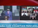 Jokowi memimpin upacara hari kesaktian pancasial secara virtual di monumen Pancasila Sakit Jaktim