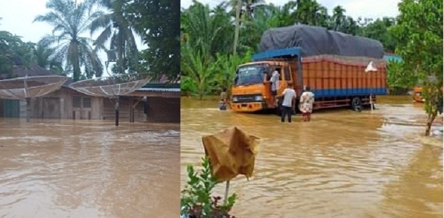 Banjir di Desa Langga Payung Labuhanbatu Selatan melanda rumah warga dan Jalinsum