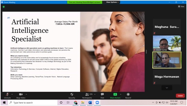Pakar SmartIntenz sebagai nara sumber saat Webiner yang digelar UNPRI selama 2 hari, 3-4 April 2021