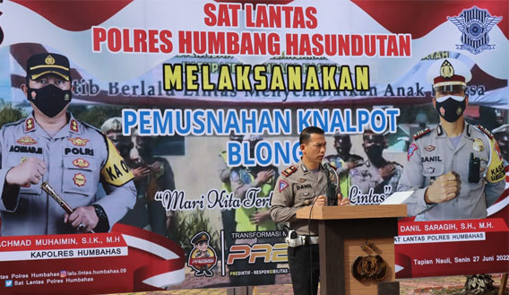 Sat Lantas Polres Humbahas Musnahkan 110 Knalpot Blong