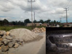 Tumpukan Material Drainase di Jalinsum Doloksanggul-Sidikalang