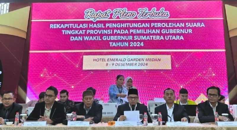 KPU Sumut Gelar Pleno Rekapitulasi Penghitungan Suara Pilkada 2024.