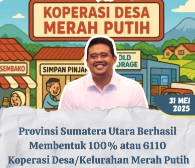 6.110 Koperasi Merah Putih Telah Terbentuk di Sumut