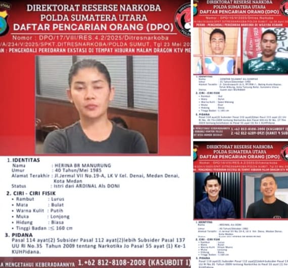 Polda Sumut Sebar Foto dan Identitas Buronan Narkoba