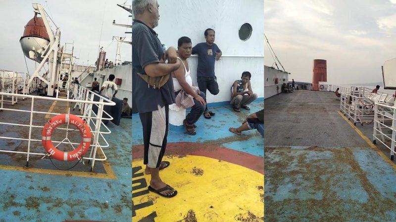Terlihat sejumlah penumpang, sebagian besar sopir truk logistik, berkumpul dan beristirahat dengan wajah cemas menunggu kepastian waktu bersandar, sebelum akhirnya kapal tiba di Pelabuhan Panjang, Lampung, Selasa (19/5/2026).