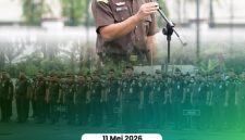Wakajati Sumut Eko Adhyaksono saat memimpin langsung Apel Kerja rutin yang digelar di lapangan apel Kejaksaan Tinggi Sumatera Utara, Jalan Jenderal Besar AH Nasution, Medan, pada Senin, 11 Mei 2026. 