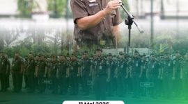 Wakajati Sumut Eko Adhyaksono saat memimpin langsung Apel Kerja rutin yang digelar di lapangan apel Kejaksaan Tinggi Sumatera Utara, Jalan Jenderal Besar AH Nasution, Medan, pada Senin, 11 Mei 2026. 