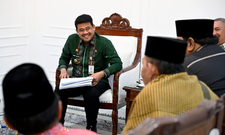 Gubernur Sumatera Utara, Muhammad Bobby Afif Nasution, saat menerima audiensi jajaran pengurus Lembaga Pengembangan Tilawatil Qur’an (LPTQ) Sumut di Kantor Gubernur Sumut, Medan, Kamis (21/5/2026). Foto: Ist.