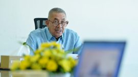Penjabat Sekretaris Daerah Provinsi Sumatera Utara Sulaiman Harahap membuka Webinar “Smart ASN: Kerja Cerdas dengan AI” yang diselenggarakan BPSDM Sumut secara virtual di Kantor Gubernur Sumut, Medan, Selasa (26/5/2026). Foto: Ist.