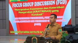Wakil Bupati Labuhanbatu Utara, Dr. H. Samsul Tanjung, ST., MH, menyampaikan amanah Bupati saat membuka kegiatan Focus Group Discussion (FGD) bertema 