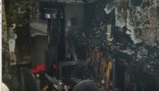 Kondisi bagian dalam rumah di Jalan Agung Perkasa, Tanjung Priok, Jakarta Utara, Rabu (13/5/2026), yang ludes terbakar hebat.
