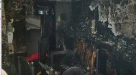 Kondisi bagian dalam rumah di Jalan Agung Perkasa, Tanjung Priok, Jakarta Utara, Rabu (13/5/2026), yang ludes terbakar hebat.