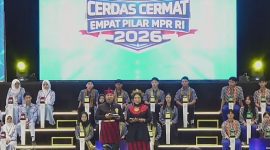Suasana babak final Lomba Cerdas Cermat Empat Pilar MPR RI 2026 tingkat Provinsi Kalimantan Barat yang berlangsung di Pontianak, Sabtu (9/5/2026). Foto: Ist.