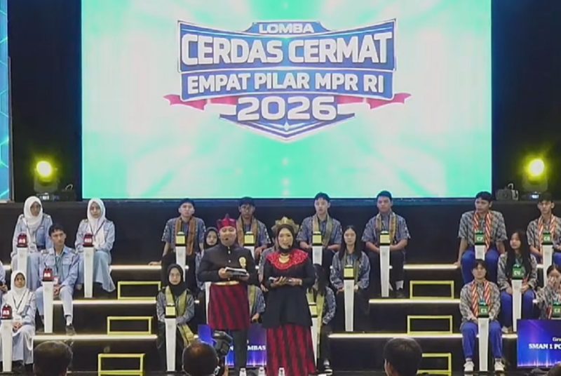 Suasana babak final Lomba Cerdas Cermat Empat Pilar MPR RI 2026 tingkat Provinsi Kalimantan Barat yang berlangsung di Pontianak, Sabtu (9/5/2026). Foto: Ist.