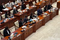 Rapat Kerja Menteri Komunikasi dan Digital Meutya Hafid bersama Komisi I DPR RI di Kompleks Parlemen, Senayan, Jakarta, Senin (18/5/2026).