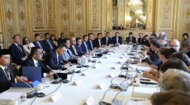 Presiden Prabowo Subianto dan Presiden Prancis Emmanuel Macron luncurkan Forum Bisnis RI-Prancis. Foto: Ist.