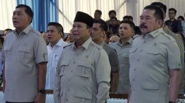 Presiden Prabowo Subianto tampak hadir didampingi pejabat tinggi negara saat menghadiri acara penyerahan hasil kerja Satgas Penertiban Kawasan Hutan di Kejaksaan Agung, Jakarta Selatan, Rabu (13/5/2026). Foto: Ist.