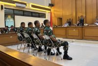 Sidang kasus penyiraman air keras terhadap aktivis KontraS, Andrie Yunus di Pengadilan Militer Jakarta. Foto: Ist.