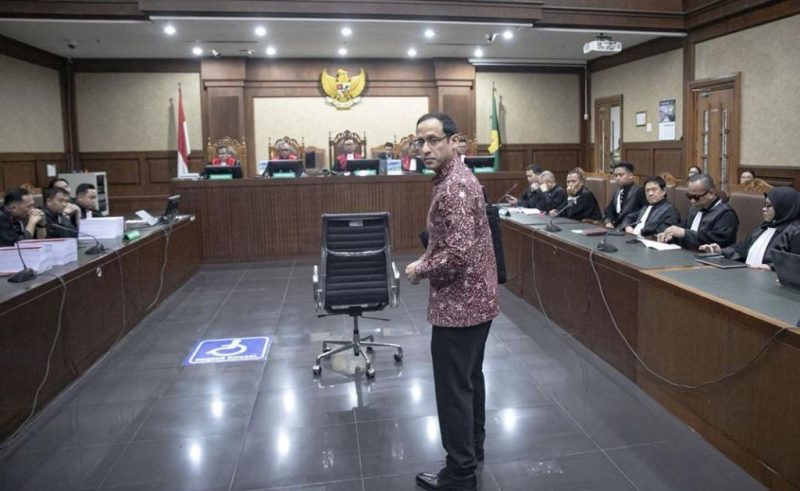 Suasana ruang sidang Pengadilan Tindak Pidana Korupsi pada Pengadilan Negeri Jakarta Pusat saat pembacaan tuntutan pidana terhadap mantan Menteri Pendidikan dan Kebudayaan, Nadiem Anwar Makarim, Rabu (13/5/2026). Foto: Ist.