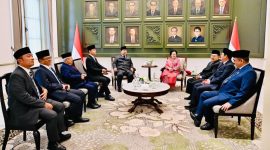 Suasana ramah tamah Presiden Prabowo dan Wapres Gibran dengan Megawati dan Jusuf Kalla. Foto: Ist.