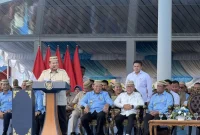 Presiden Prabowo Subianto memberikan sambutan dalam acara Puncak Pekan Nasional (PENAS) Petani dan Nelayan XVII di Sport Center Limboto, Kabupaten Gorontalo, Rabu (24/6/2026). Foto: Ist.