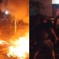 Pemusnahan dan pembakaran barak yang diduga dijadikan tempat penyalahgunaan narkotika di Kelurahan Aek Kanopan Timur, Kecamatan Kualuh Hulu, Kabupaten Labuhanbatu Utara, pada Selasa malam (23/6/2026).
