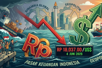 ​Rupiah Melemah Tembus Rp18.037,00 per Dolar AS. (Foto:Ist) 