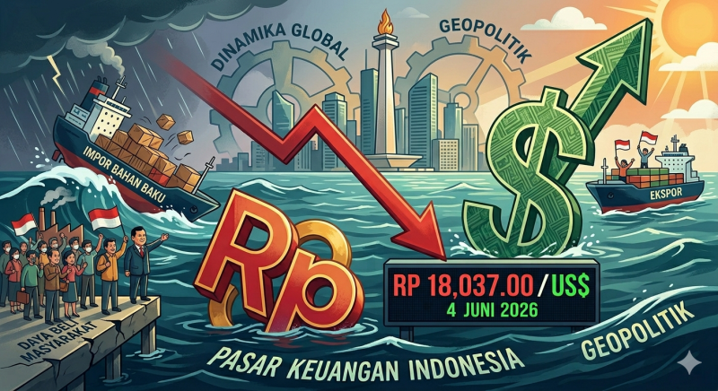​Rupiah Melemah Tembus Rp18.037,00 per Dolar AS. (Foto:Ist) 
