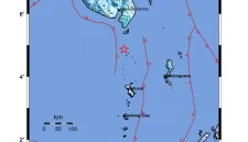 Peta sebaran guncangan gempa (ShakeMap) dari BMKG menunjukkan lokasi episenter gempa berkekuatan Magnitudo 5,6 yang terjadi pada Kamis (11/6/2026) pukul 14.33 WIB, berada di koordinat 4,87 LU dan 125,35 BT, tepatnya di laut sejauh 140 km arah barat laut Tahuna, Kabupaten Kepulauan Sangihe, Sulawesi Utara, dengan kedalaman hanya 10 km. Foto: BMKG