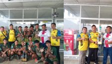 Skuad dan manajemen PS Dinamo berpose bangga bersama trofi juara Askot PSSI Medan Cup U21 2026 usai menuntaskan laga final sengit di Lapangan Kopasgat, Kamis (4/6/2026). Di bawah arahan pelatih Giono, Iman Wahyudi dan manajer Benny Andhika, tim ini tampil taktis dan disiplin, menegaskan dominasi sepak bola muda Sumatera Utara sekaligus bersiap menjadi andalan Kota Medan di ajang Porprov 2026. Prestasi makin lengkap dengan torehan Dirga Alfandy sebagai pencetak gol terbanyak, didukung penuh sponsor ECA GROUP dan Ben Al Tani Barokah. Foto: Hendra.