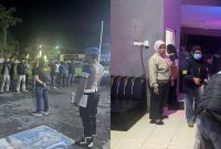 (Kiri) Personel gabungan Polres Labuhanbatu dan BNNK Labura berkumpul sebelum berangkat melaksanakan razia di sejumlah tempat hiburan malam di Jalan H. Adam Malik, Kecamatan Rantau Selatan, Senin (1/6/2026) malam. (Kanan) Tim gabungan melakukan pemeriksaan mendalam di dalam salah satu lokasi hiburan, guna memastikan tidak ada peredaran maupun penggunaan narkoba, sekaligus menegakkan aturan dalam rangka Operasi Antik Toba 2026. Foto: GS