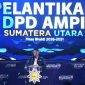 Gubernur Sumatera Utara Muhammad Bobby Afif Nasution menyampaikan sambutan sekaligus mengajak pengurus baru dan seluruh kader untuk memperkuat kolaborasi antarorganisasi kepemudaan dalam menghadapi tantangan sosial dan kemajuan teknologi, pada acara Pelantikan Dewan Pimpinan Daerah (DPD) Angkatan Muda Pembaharuan Indonesia (AMPI) Sumut masa bakti 2026–2031 yang berlangsung di Regale International Convention Centre, Medan, Minggu (21/6/2026). Foto: Ist.