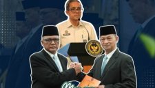 Momen serah terima jabatan Kepala Kantor Wilayah Direktorat Jenderal Pemasyarakatan (Kanwil Ditjenpas) Sumatera Utara antara Yudi Suseno (kiri) kepada Jalu Yuswa Panjang (kanan), usai pelantikan dan pengambilan sumpah di Gedung Kementerian Imigrasi dan Pemasyarakatan, Jakarta, Senin (8/6/2026). Foto: Ist.