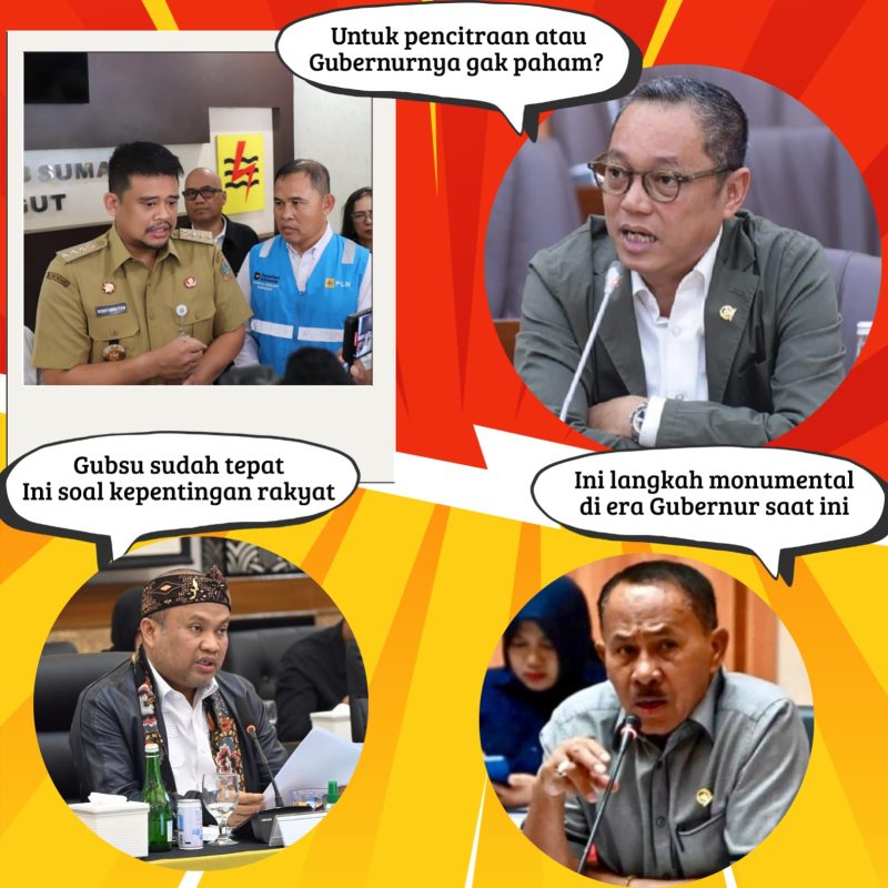 Ilustrasi perdebatan publik terkait langkah Gubernur Sumut Bobby Nasution yang mendatangi PLN Sumut menuntut kompensasi bagi masyarakat terdampak pemadaman listrik bergilir. Foto: Ist.