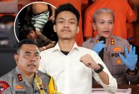 Koordinator Pusat BEM FH se-Sumatera, Afif Hauzaan Abid (tengah), menyampaikan desakan agar Kapolda Sumatera Utara segera mencopot Kapolres Pematangsiantar AKBP Sah Udur Sitinjak menyusul kasus tewasnya warga akibat diduga pengeroyokan yang terjadi tak jauh dari Mapolres.  Foto: IAS