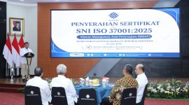 Acara penyerahan Sertifikat SNI ISO 37001:2025 Sistem Manajemen Anti Penyuapan (SMAP) kepada Kementerian Ketenagakerjaan di Jakarta, Rabu (24/6/2026). Foto: Ist.