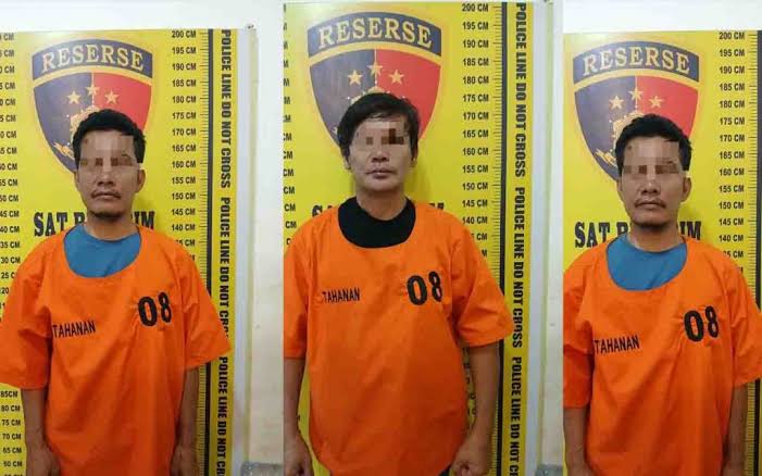 Foto : 3 tersangka pelaku pembunuhan Jaka Malau dI Taman Bunga