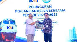 Penandatanganan dan peluncuran Perjanjian Kerja Bersama (PKB) antara PT Kereta Api Indonesia (Persero) dan Serikat Pekerja Kereta Api periode 2026–2028 di Jakarta, Jumat (26/6/2026). Foto: Ist.