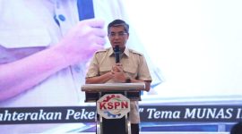 Menteri Ketenagakerjaan Yassierli memberikan arahan dalam pembukaan Rapat Pimpinan Nasional Konfederasi Serikat Pekerja Nusantara (KSPN) di Majalengka, Jawa Barat, Jumat (26/6/2026). Foto: Ist.