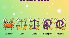 Ilustrasi simbol-simbol zodiak dengan latar bernuansa cerah dan positif, menggambarkan energi keberuntungan yang menyertai lima zodiak paling hoki pada 29 Juni 2026, baik dalam urusan pekerjaan, keuangan, maupun hubungan pribadi. Foto: AI.