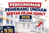 Pengumuman Pemenang Undian Gebyar Pajak Sumut Triwulan I Tahun 2026. Foto: Ist.