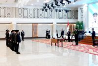 Gubernur Sumatera Utara Muhammad Bobby Afif Nasution saat melantik delapan pejabat Pimpinan Tinggi Pratama (eselon II) di lingkungan Pemerintah Provinsi Sumut, berlangsung di Aula Raja Inal Siregar Kantor Gubernur Sumut, Medan, Senin (13/7/2026). Foto: Ist.