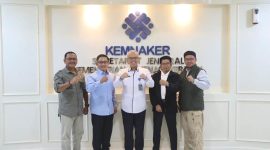 Sekretaris Jenderal Kementerian Ketenagakerjaan Cris Kuntadi menerima audiensi pimpinan GERTANUSA Foundation di Jakarta, Senin (6/7/2026). Foto: Ist.