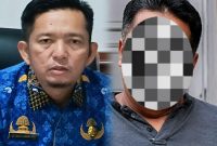 Foto: Kepala Inspektorat Pemkot Tanjungbalai Indra Halomoan Nasution (kiri) dan ASN Pemkot Tanjungbalai berinisial U (kanan). Keduanya belum memberikan keterangan kepada media.