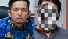 Foto: Kepala Inspektorat Pemkot Tanjungbalai Indra Halomoan Nasution (kiri) dan ASN Pemkot Tanjungbalai berinisial U (kanan). Keduanya belum memberikan keterangan kepada media.