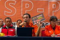 Plt Sekjen Partai Buruh, Said Salahuddin dalam konferensi pers KSP-PB di Hotel Mega Proklamasi, Jakarta Pusat, Senin (6/7/2026). Foto: Ist.