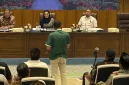 Perwakilan masyarakat Pati menyampaikan aspirasi di hadapan Wakil Ketua DPR Cucun Ahmad Syamsurijal beserta pimpinan DPR lainnya dalam pertemuan di Kompleks Parlemen Senayan, Jakarta, Senin (24/8/2026). Foto: Ist.