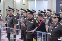 Prosesi pelantikan dan pengambilan sumpah 15 Kepala Kejaksaan Tinggi beserta sejumlah pejabat Eselon II lingkungan Kejaksaan Republik Indonesia, yang dipimpin langsung oleh Jaksa Agung Sanitiar Burhanuddin di Aula Lantai 11 Gedung Utama Kejaksaan Agung, Selasa (11/8/2026). Foto: Ist.